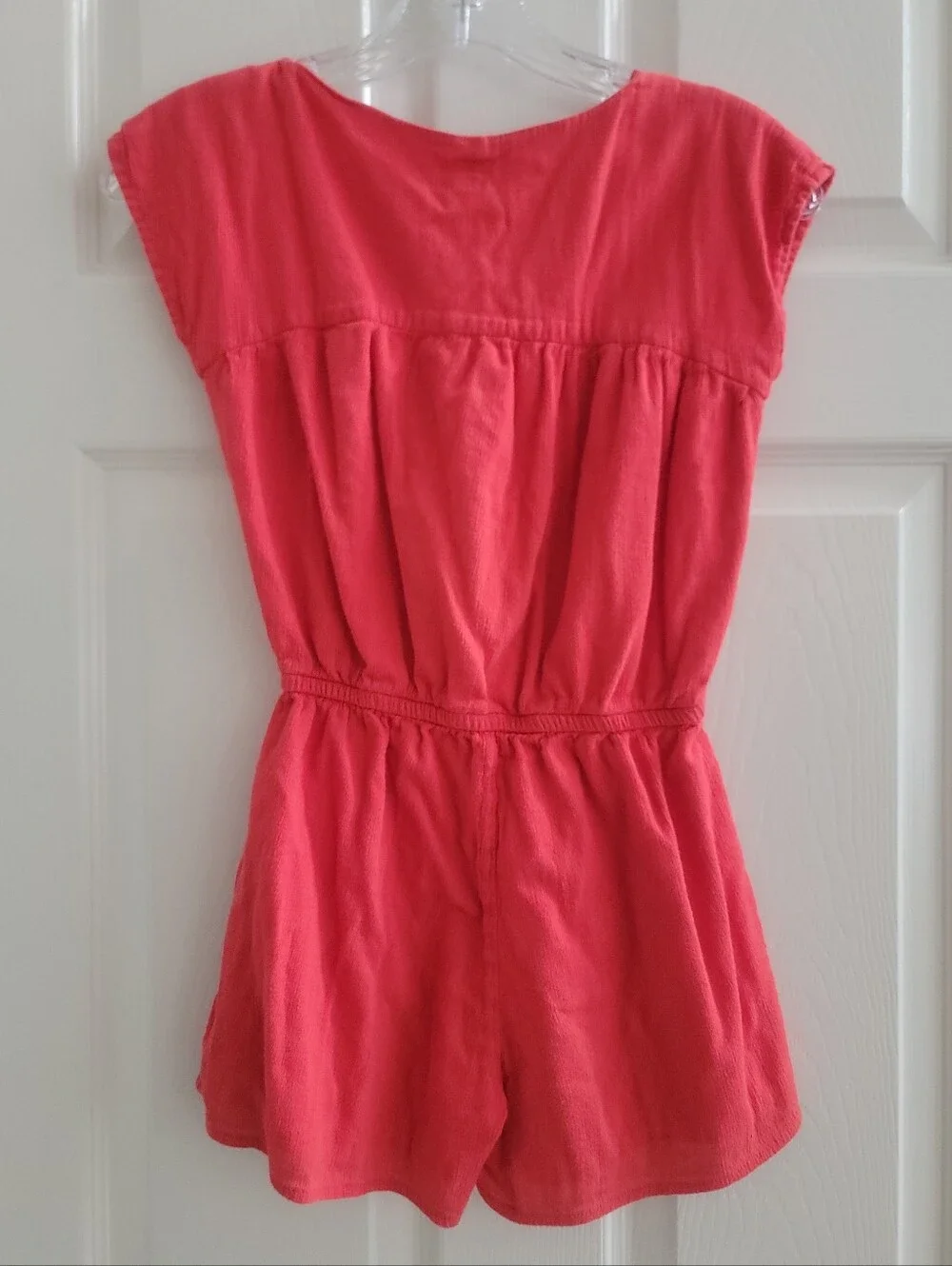 GAP Kids Gauze Romper Cotton Blend Coral Red Girls Size M 8-9 Summer Core
